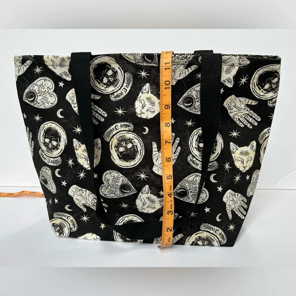 Handmade Mystical Cat Tote Bag - Black & Ivory - Picture 7 of 9